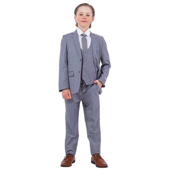 EXCLUSIVE Stacy Adams 5pc Boys Suit Slim-Fit, Mid Grey - Picture 2 of 5